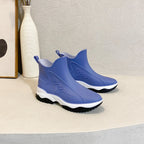Fashion Color Blocking Thick Sole Low Top Women's Rain Boots - DanaFashionstore