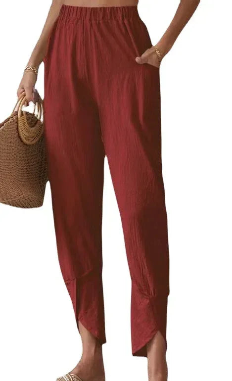 Solid Color Casual Jogger Loose Pockets Diablement Fort Skinny Pants For Women - DanaFashionstore