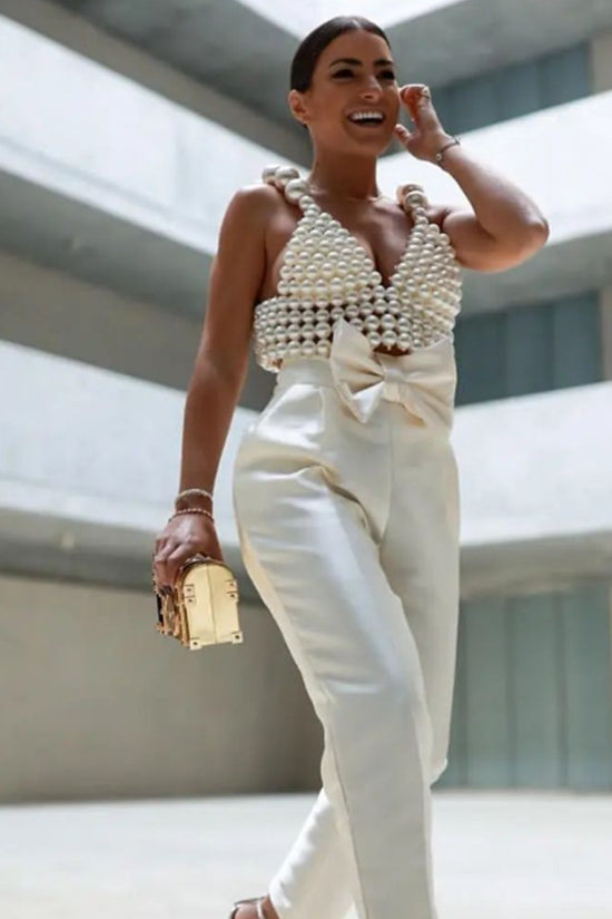 Sexy Fashion Pearl Suspender Vest