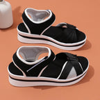 Summer Mesh Cross-strap Sandals With Velcro-design Thick Sole Flats Beach Shoes Women - DanaFashionstore