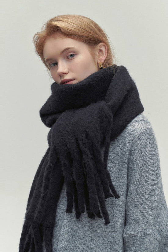 Winter Solid Color Scarf With Tassel Ins Style Fashion Versatile Warm Soft Long Scarf Women's Shawl