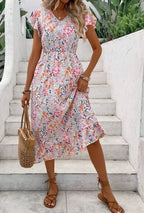 Print V-neck Dress For Women - DanaFashionstore