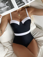 Push Up Contrast Color Fashion Bikini One-piece Swimsuit - DanaFashionstore