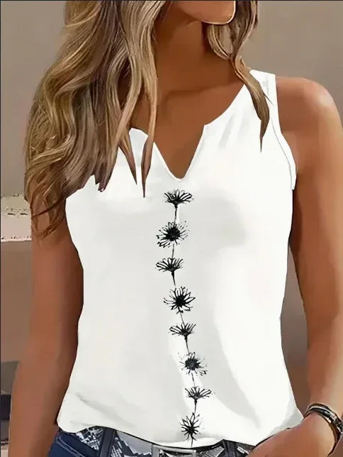 Floral Print Tank Top, Casual Notch Neck Summer Sleeveless Top, Women's Clothing - DanaFashionstore