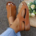 New Summer Wedges Sandals With Elastic Band Design Casual Fish Mouth Shoes For Women - DanaFashionstore
