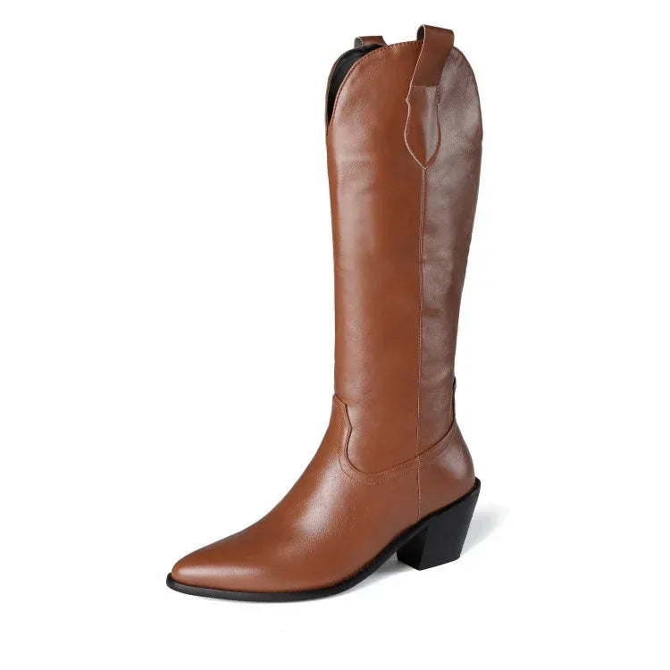 Martin Boots Women's Pointed Toe Plus Size Mid-heel Side Zipper - DanaFashionstore
