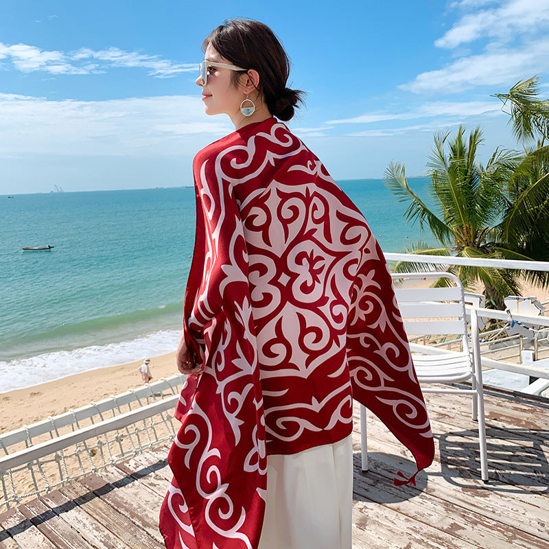 Sun-proof All-matching Shawl Beach Travel Dual-use Outdoor Beach Towel
