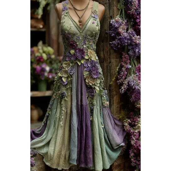 Womens Loose-fitting Dress With A Creative Pattern Sleeveless Dress