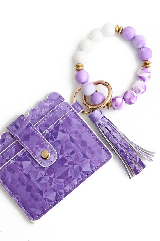 Love Polyurethane Card Holder Silica Gel Key Chain European And American Printed Silicone Beads Bracelet Women's Wallet - DanaFashionstore