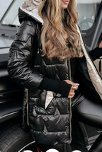 Elegant Winter Hooded Down Jacket Cardigan Coat