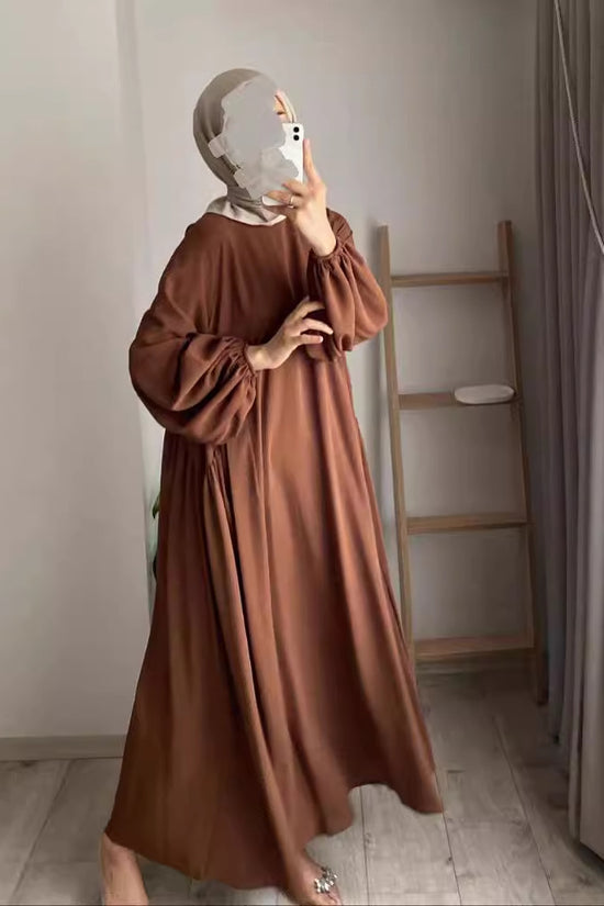 New Muslim Women's Wear Solid Color Elegant Fashion Loose Pullover Dress