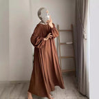 Muslim Women's Solid Color Pullover Dress - Elegant Fashion Loose Fit Modest Dress - DanaFashionstore