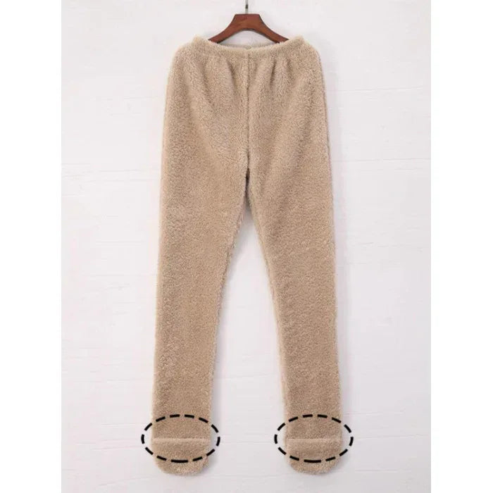 Women Coral Fleece Socks Leggings Winter Warm Sleepwear Ankles Knees Guard Women Home Pants Thick Pajamas Pant - DanaFashionstore