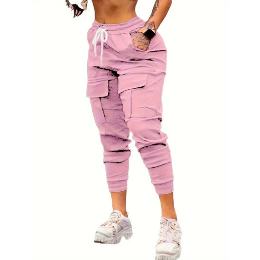 Women's Cargo Jogger Pants Matching With Flap Pockets & Drawstring Waistband - Dana Fashion