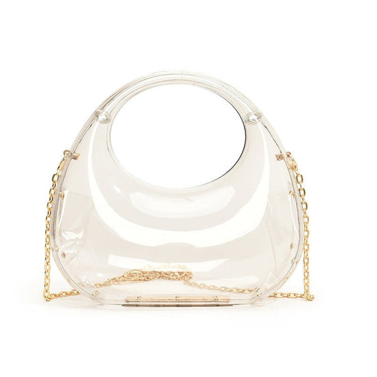 Acrylic Small Size Gold Handbag Chain Shoulder Oblique $58.13 Dana Fashion Color: Transparent Women's Bags Product information: Lining texture: without lining Applicable scenarios: Daily matching Color: black, pink, colorful, transparent, blue, champagne,