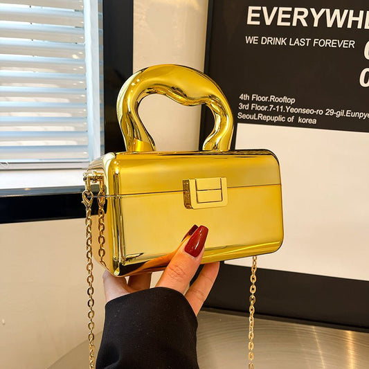 Acrylic Women's Fashion Shiny Surface Crossbody Bag $50.84 Dana Fashion Color: Style1 Gold Women's Bags Product information: Color: one gold, one silver, two gold, two silver Hardness: hard Material: acrylic Suitcase shape: Horizontal Square Popular eleme