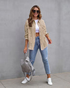 Fashion Ripped Shirt Jacket Female Autumn And Spring Casual Tops Womens Clothing - DanaFashionstore