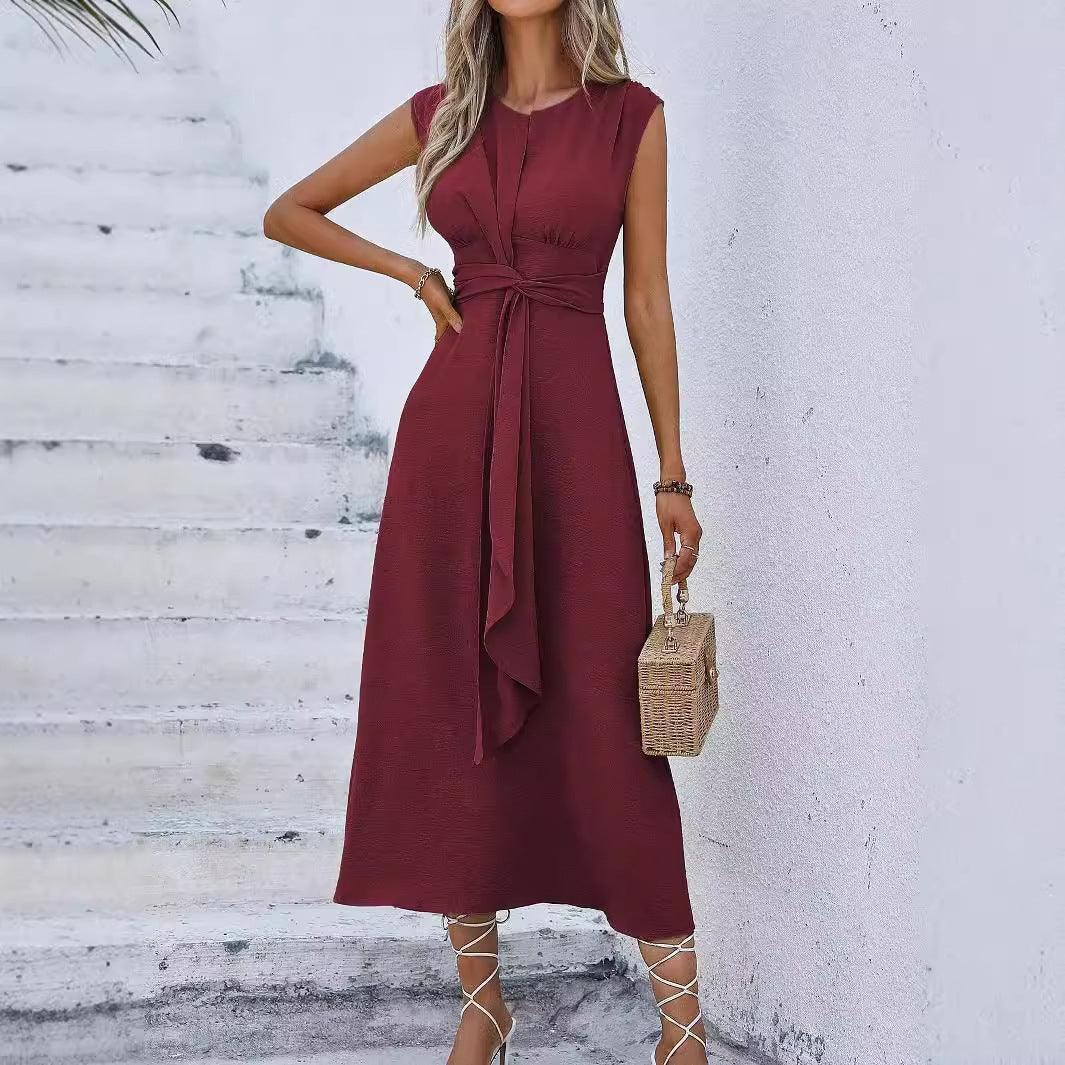 Solid Color Waist-Tight Tied Dress Women 2026 - Bodycon Wrap Dress - DanaFashionstore