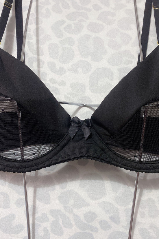 Polka Dot Stitching Bra See-through Underwear Suit Women - Dana Fashion