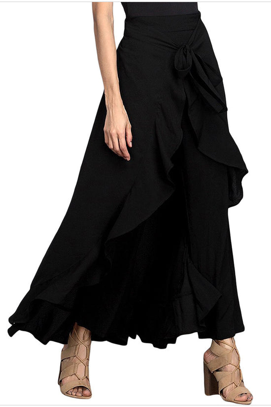 Wide-leg Culottes, Irregular Chiffon Lotus Leaf