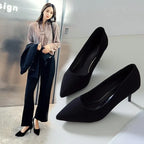 Black Suede High Heels Women's Stiletto Ceremonial Shoes - DanaFashionstore