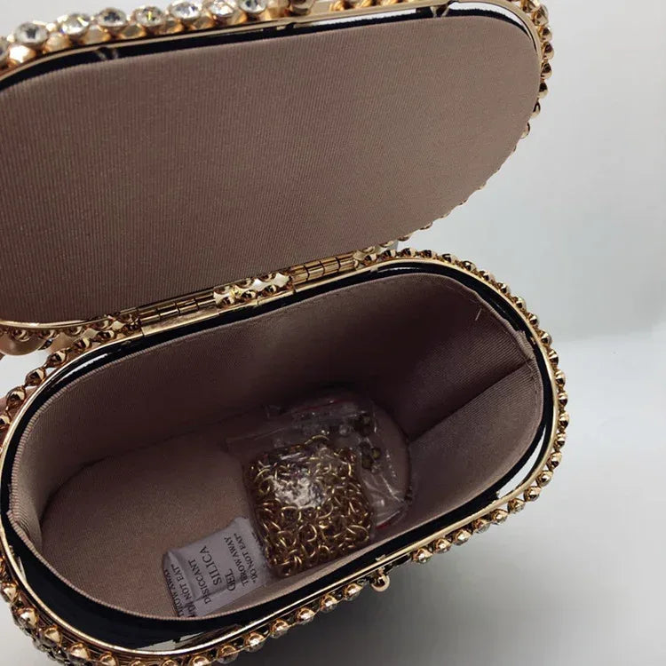 Hollow Pearl Buckle Birdcage Clutch - DanaFashionstore