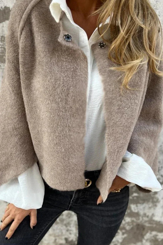 Women's Batwing Sleeve Cardigan Ins Fashion Cropped Jacket Tops Autumn And Winter Loose Short Cashmere Coat - DanaFashionstore