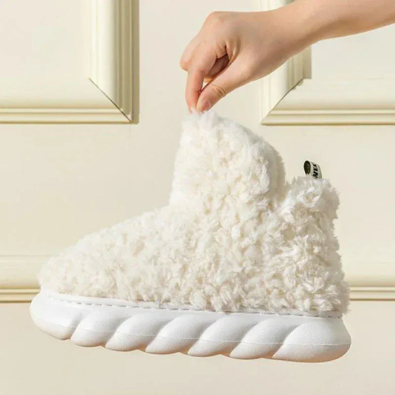 Winter Package Heeled Waterproof Home Indoor And Outdoor Wear Cute High Helper Cotton Slippers - DanaFashionstore