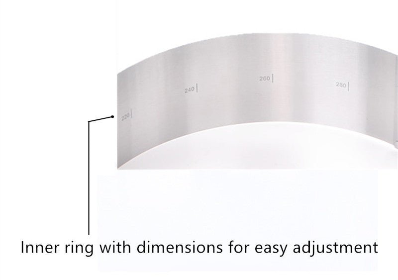 Adjustable stainless steel cake pan $19.62 Dana Fashion Style: Round Dana's Kitchen Adjustable stainless steel cake pan | Fondant Mousse Cookie Baking Tool, Cake Pan, Pastry Accessories, Cake Decorating Tools Round, diameter 16cm - 30cm (6 inch-12 inch ad