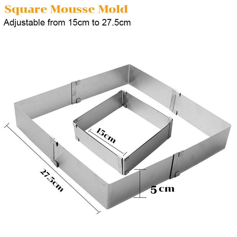 Adjustable stainless steel cake pan $22.40 Dana Fashion Style: Square Dana's Kitchen Adjustable stainless steel cake pan | Fondant Mousse Cookie Baking Tool, Cake Pan, Pastry Accessories, Cake Decorating Tools Round, diameter 16cm - 30cm (6 inch-12 inch a