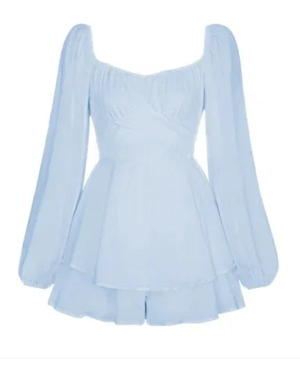 Women Jumpsuit Short Puff Sleeve Fashion Ruffle Shorts - DanaFashionstore