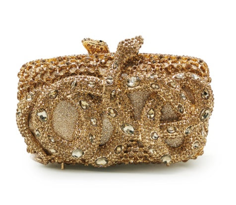 Python Diamond-studded Dinner Bag Magnetic Clasp Chain Clutch - Dana Fashion