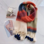 Rainbow Dopamine Mohair Tassel Scarf - DanaFashionstore