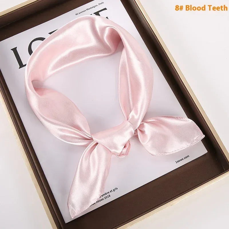 Solid Color Square Scarf Artificial Silk Small Square Towel - DanaFashionstore