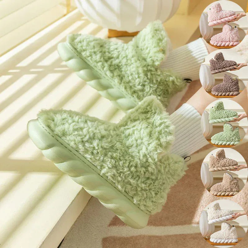 Winter Package Heeled Waterproof Home Indoor And Outdoor Wear Cute High Helper Cotton Slippers - DanaFashionstore