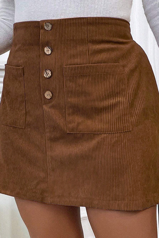 Women's A- Line Skirt With Pockets Corduroy Skirt