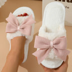 Women's Winter Cute Bow Thick Bottom Non Slip Cotton Slippers - DanaFashionstore