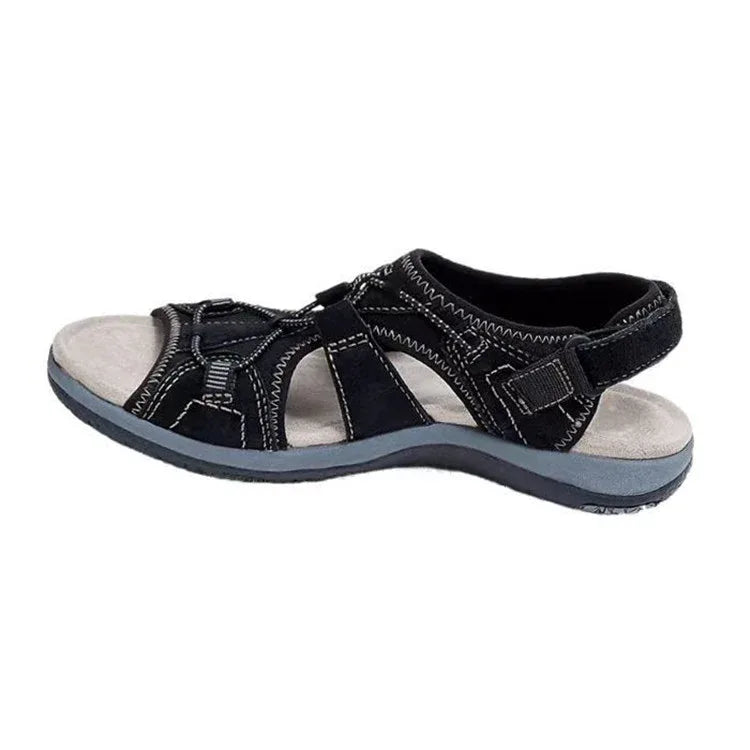 Women's New Roman Wedge Sandals Round Toe Velcro - DanaFashionstore