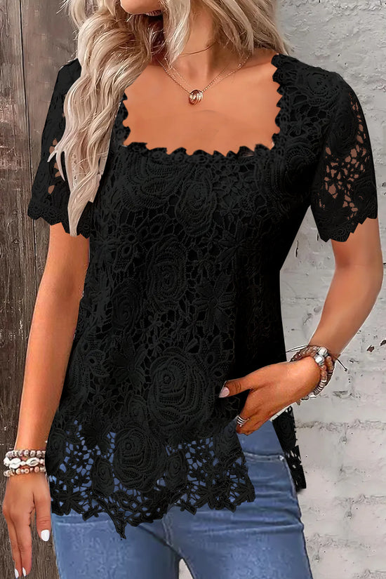 Rose Lace T-shirt Top For Women