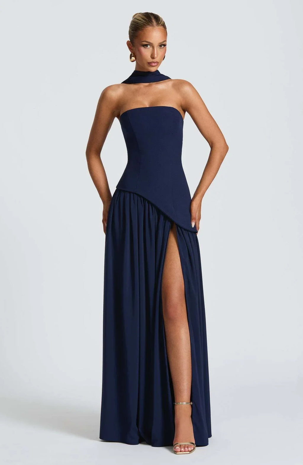 Fashion Sexy Backless Tube Top Pure Color Split Dress - DanaFashionstore