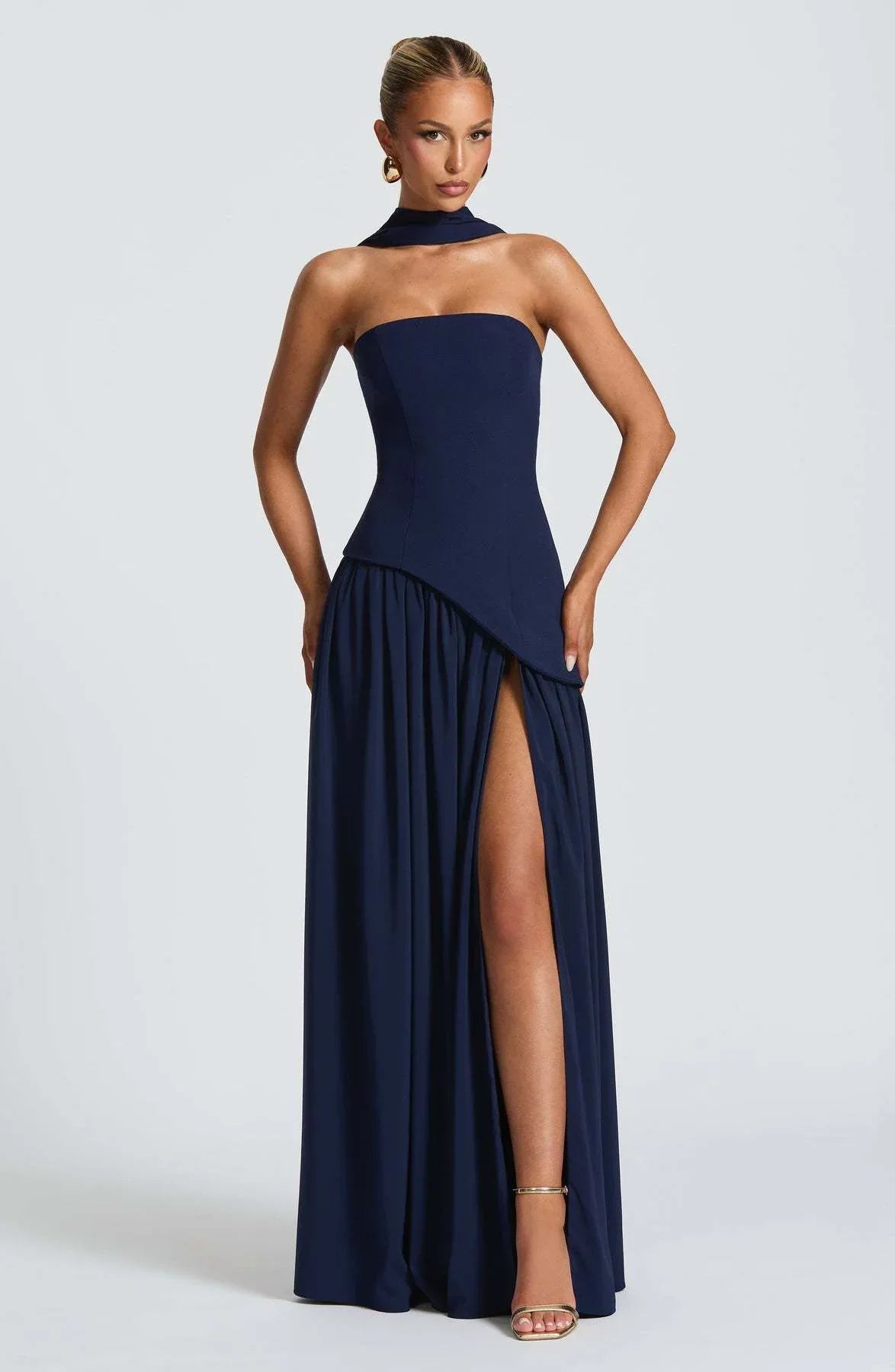 Fashion Sexy Backless Tube Top Pure Color Split Dress - DanaFashionstore