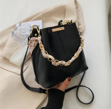 Fashion Big Bag Casual Women's Bag Fashion Retro Characteristic Messenger Bag Silk Scarf Portable Bucket Bag - DanaFashionstore