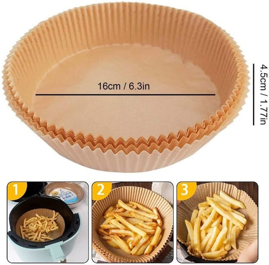 Air Fryer Disposable Paper Liner Non-stick Disposable Liners, 200PCS Air Fryer Disposable Paper Liners, 6.3In Round Air Fryer Parchment Paper $63.05 Dana Fashion Num: 100pcs Dana's Kitchen Healthy and Reliable Material: Using food grade parchment, it is w