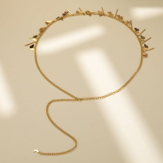 All-match Butterfly Stitching Copper Pendant Waist Chain $16.14 Dana Fashion Color: Gold Women's Accessories Product information: Type: waist chain Color: Gold Style: Women's Material: Copper Style: European and American Size: Packing list: Copper waist c