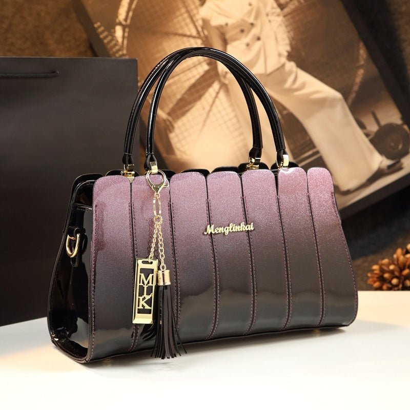 All-match handbag $180.99 Dana Fashion Color: Fuchsia Women's Bags Leather material: patent leather Product size: 33cm* 13cm* 20cm Inside material: high-density polyester lining Product structure: zipper pocket / compartment inner pocket Style: single sho