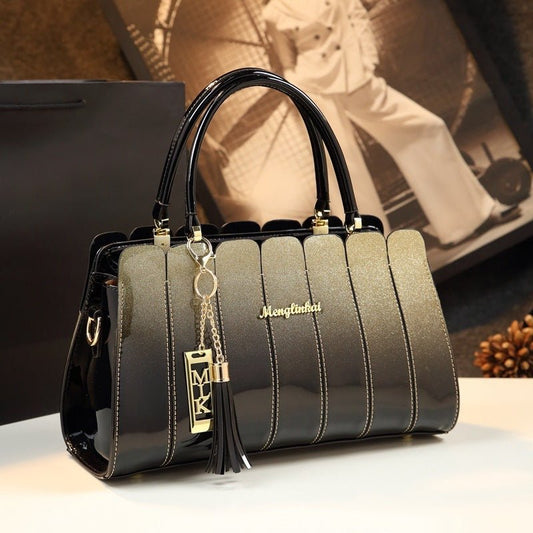 All-match handbag $180.99 Dana Fashion Color: Fuchsia Women's Bags Leather material: patent leather Product size: 33cm* 13cm* 20cm Inside material: high-density polyester lining Product structure: zipper pocket / compartment inner pocket Style: single sho