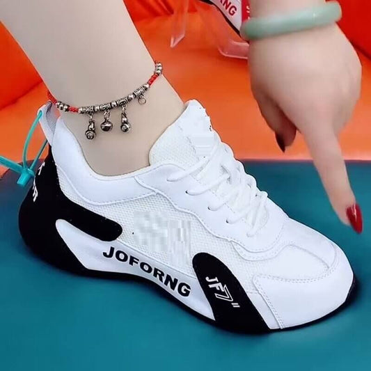 All-match Soft Bottom Double Net Breathable Clunky Sneakers $39.50 Dana Fashion Color: Black size: 35 Women's shoes Product information: Color: black, white, red, green, gray Lining material: Mesh Upper height: low top Heel height: low heel (1-3cm) Heel s