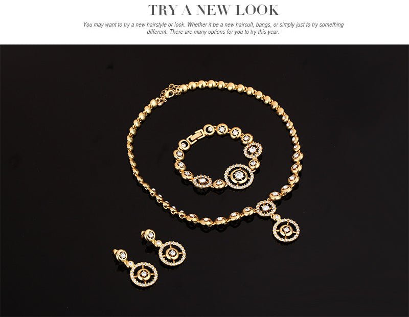 Alloy Rhinestone-encrusted Jewelry Four-piece Necklace $38.37 Dana Fashion Color: 18K Gold 61154169 Women's Accessories Product information: Pattern: Square Treatment Process: Diamond Color: 18K gold/61154169 Pendant material: artificial crystal Chain sty