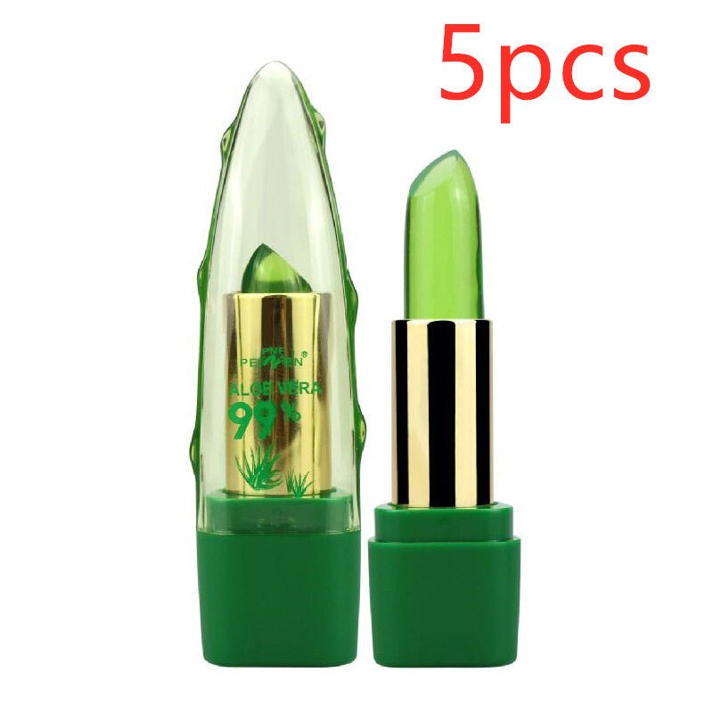 Aloe Vera Gel Color Changing Lipstick Gloss Moisturizer Anti-drying Desalination Fine-grain Lip Blam Care $45.92 Dana Fashion quantity: 5PCS makeup Overview: 100% Brand New & High quality Give you a flawless foundation application every single time. Give