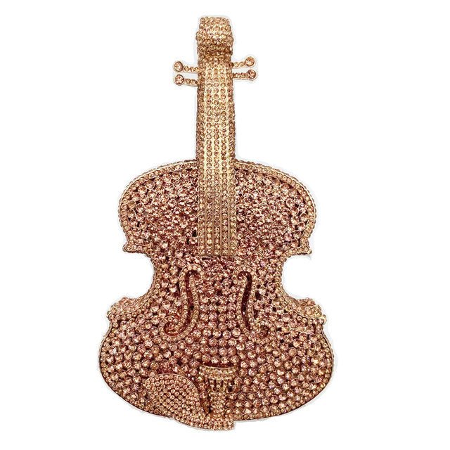 Amazing Luxury Violin Crystal Evening Bags Party Handbag $180.00 Dana Fashion style: Champange Women's Bags Product information: Material: Alloy Closure: Magnetic buckle How to take the bag: hand, shoulder, messenger Applicable scene: banquet Luggage hard